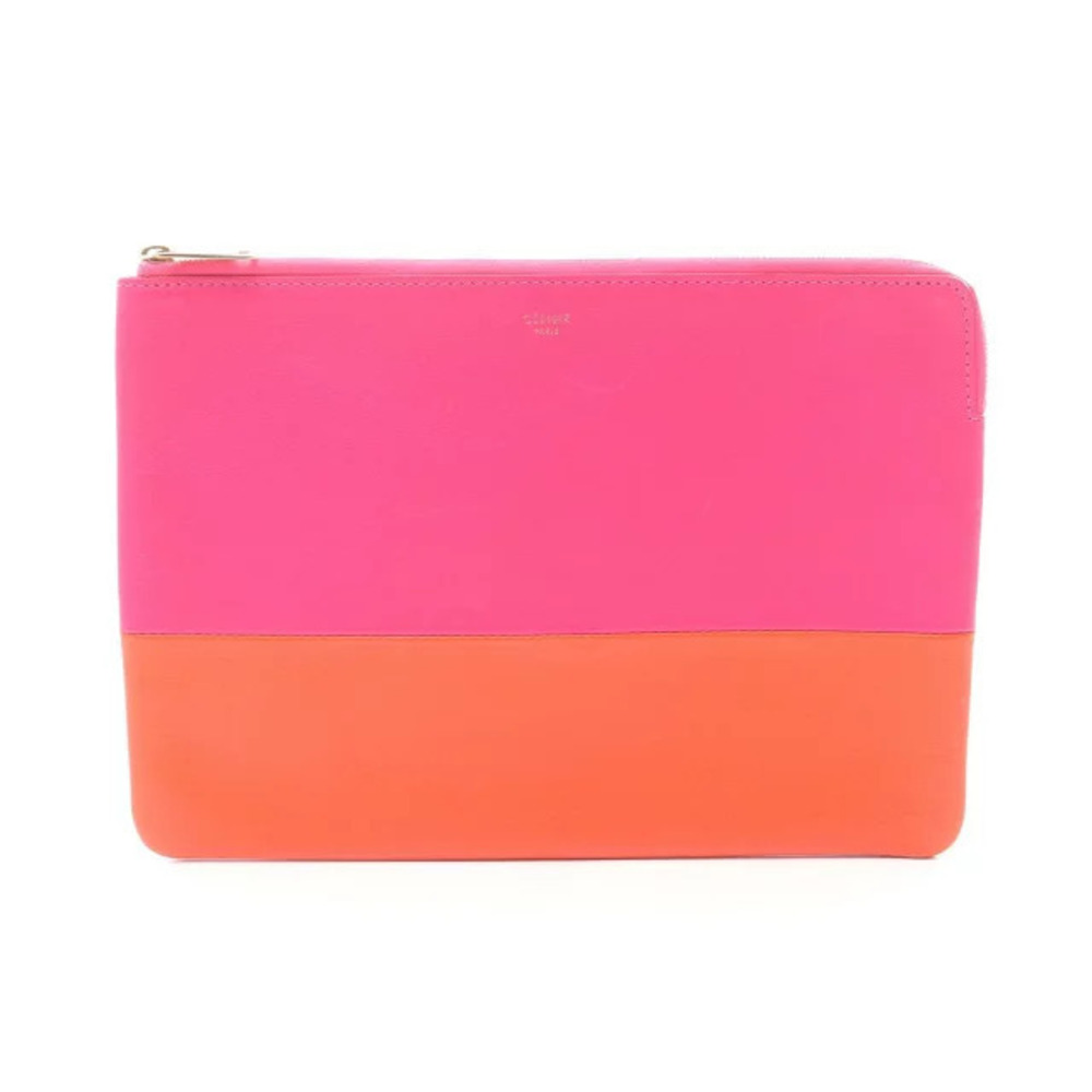 Celine Shoulder Bag Leather Pink Orange
